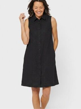 Duluth Trading Black Artisan Organic Hemp Shirt Dress